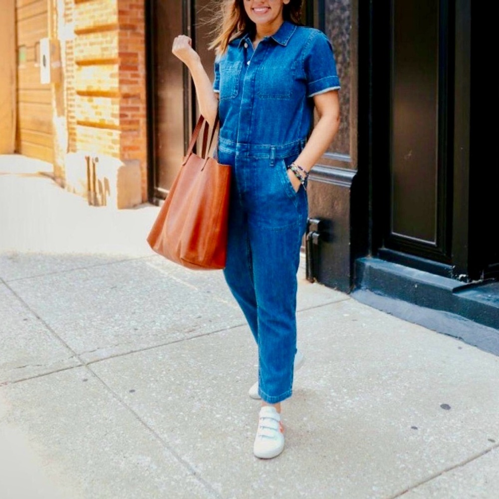Everlane Women’s Super-Soft Denim Jean‎ Coverall Jumpsuit in Classic Blue Size:6